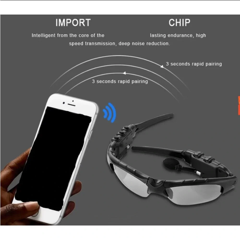 Wireless Headset Sunglasses with Mic & Noise Reduction